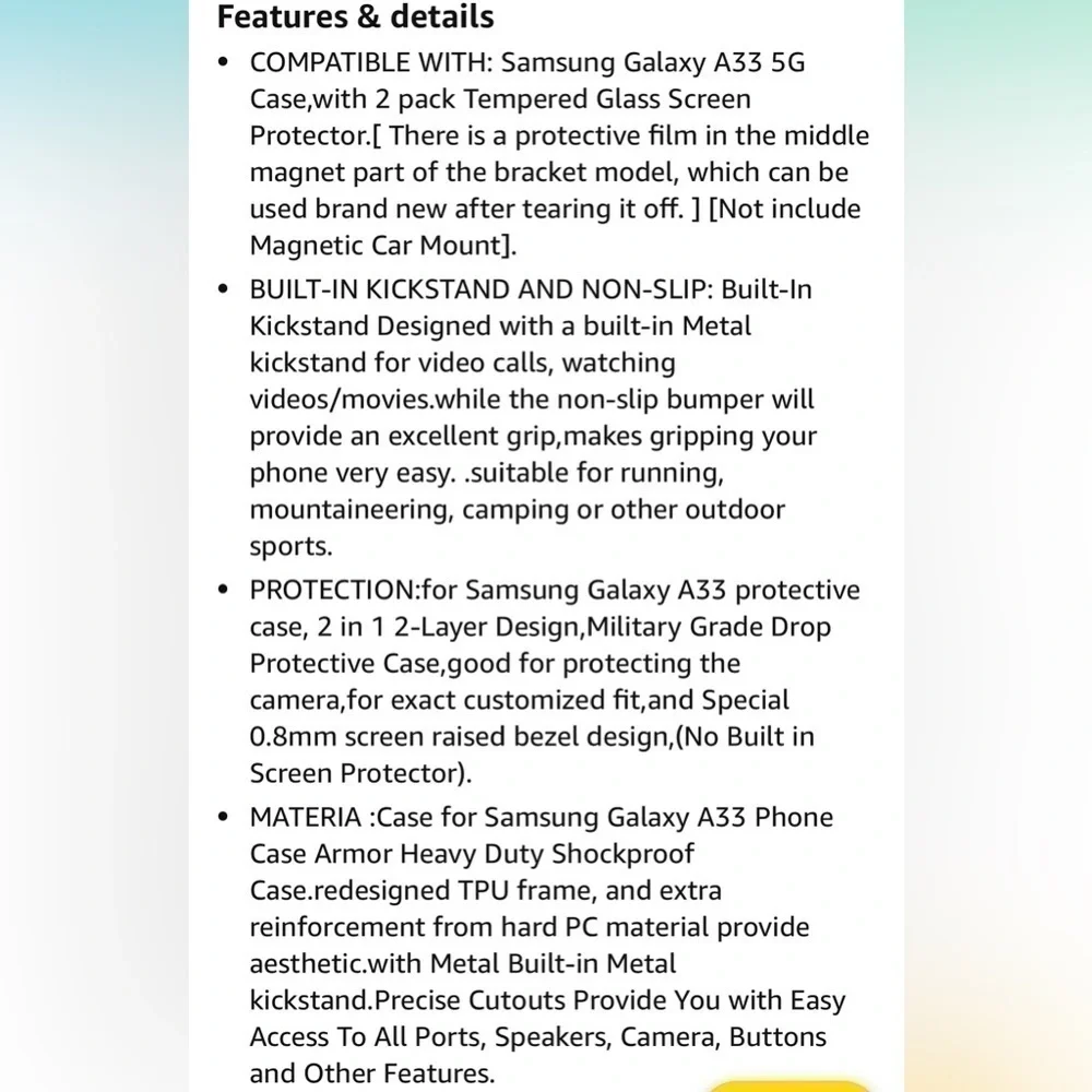 SAMSUNG Galaxy A33 5G Case,with 2 pack Tempered Glass Screen Protector pink NWT
